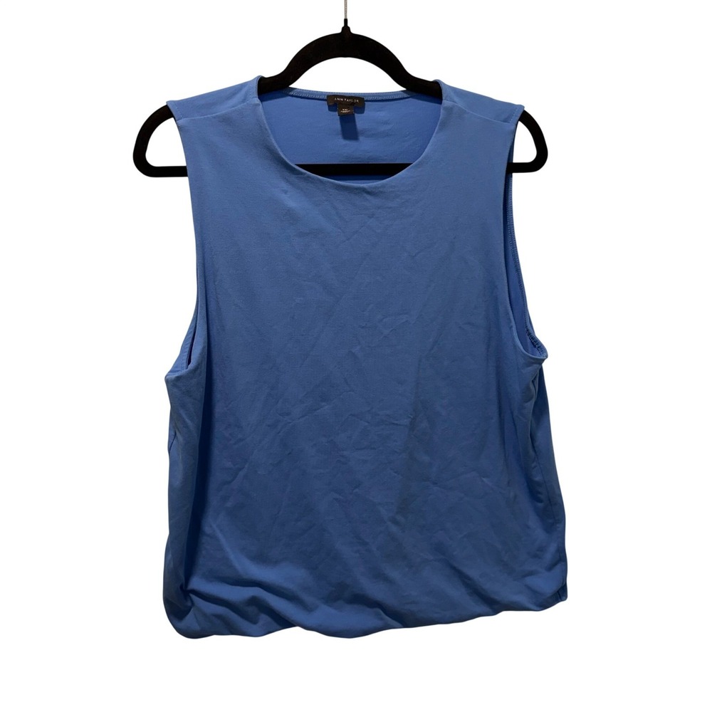 Ann Taylor Womens‎ Blue Sleeveless Crew Neck Cotton Blend Shell Top XXL